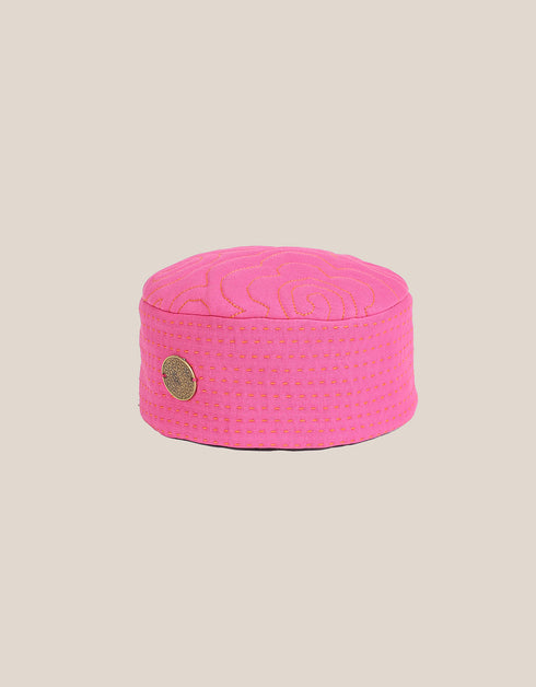 Reversible milton hat with embroidery with printed lining